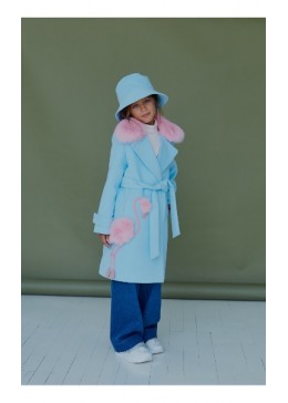 Mililook утепленное пальто с мехом и фламинго для девочки Эбби Под заказ